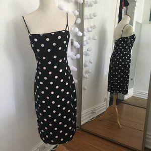 LAUNDRY MEDIUM SILK COCKTAIL DRESS BLACK& WHITE POLKA DOTS